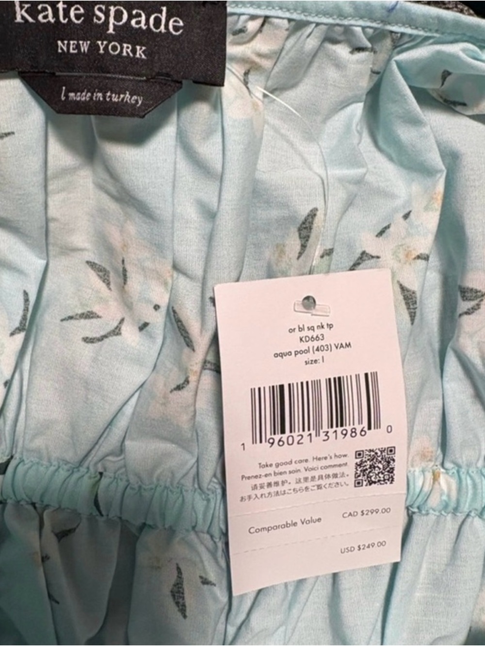 Kate Spade Women’s Orange Blossom Toss Square Neck Top Size Large - Picture 11 of 12